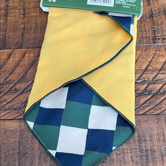 Target Yellow and Blue Reversible Checkered Pet Bandana - Picture 2 of 2